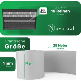 Novatool PREMIUM PP 75m Rollen Sichtschutzstreifen für Doppelstabmattenzaun FENSTER GRAU für 30 Reihen Stabmattenzaun Sichtschutzstreifen langlebig & witterungsbeständig Zaunelemente Sichtschutz