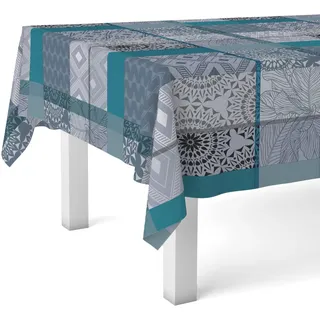 Martina Home Tischdecke, Wachstuch, Pompe, Blau, 140, rund