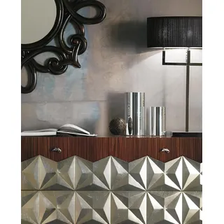 Konsolen Tisch Kommode mit Spiegel Luxus Klasse Möbel Set Stil Nachttisch 3tlg. - Silber