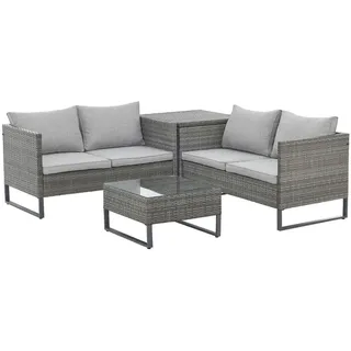 Svita Kansas Rattanlounge Gartenmöbel Set Gartensofa Polyrattan Grau