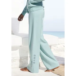 Strickhose ELBSAND, Damen, Gr. 32/34, N-Gr, blau (türkis), Obermaterial: 50% Viskose, 28% Polyester, 22% Nylon, meliert, unifarben, lässig geschnitten lang, Hosen Strickhose, mit weitem Bein und eingestricktem Logo, Loungewear