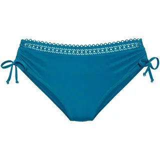 Bikini-Hose S.OLIVER "Aiko", Damen, Gr. 40, N-Gr, blau (petrol), Microfaser, Microfaser, Polyamid, Badehosen Bikini-Hose, mit Häkeloptik, Topseller