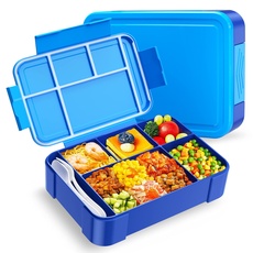 WayEee Brotdose Kinder mit Fächern 1330ml Lunchbox Kinder Auslaufsicher Brotdose Kinder für Kindergarten & Schule (Blau)