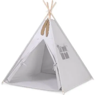 Graues Tipi-Zelt für Kinder – Spielzelt – mit Speelmat, stabiler und waschbarer Baumwolle