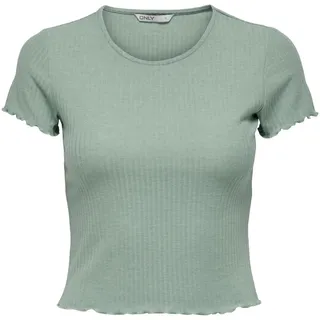 Only Rundhalsshirt »ONLEMMA S/S SHORT TOP NOOS JRS« Rundhals, modisch, regular fit, gewellter Abschluss, unifarben, grün