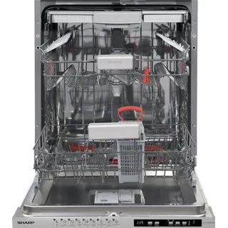 Sharp QW-NI25GI44BS-DE Vollintegrierter Geschirrspüler, 60 cm, 14 Maßgedecke mit 3ter Schublade, 9 Programme inkl. Auto-Spülprogramme, AquaStop
