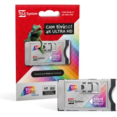 TELE System Tivùsat 4K Ultra HD zertifizierte Cam zum Ansehen von Kanälen in High Definition und 4K. Slot Cam für TV und Decoder, Aktive Smartcard inklusive. Serie A mit DAZN auf tivùsat.