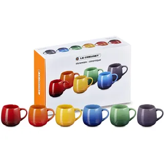 LE CREUSET Steingut-Regenbogen-Set mit 6 Tassen