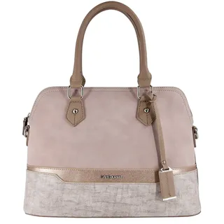 David Jones - Damen Handtasche Elegante Tasche - Frau Henkeltasche Shopper PU Leder - Mehfarbig Schultertasche Bowling Stil Top Griff Gestreift - Umhängetasche Tote Stilvoll Mode - Rosa Pink