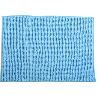 MSV - Chenille Mikrofaser Badematte - Lange Flauschige rutschfeste Matte - 50 x 80 cm - Hellblau - Maschinenwaschbar - Schnell Trocknende Aufhängeschlaufe