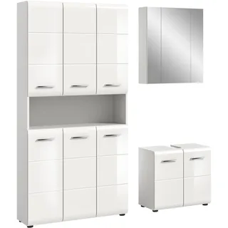 VCM Badmöbel-Set Kompakte 3-tlg. Weiß Hochglanz