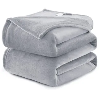 WAVVE Fleecedecke, Flanell, Mikrofaser, Sofaüberwurf, 230 x 270 cm, Hellgrau, Bettdecke, Sofaüberwurf für 2 Personen, Felldecke, groß, warm und weich, aus Plüsch, 270 x 230 cm