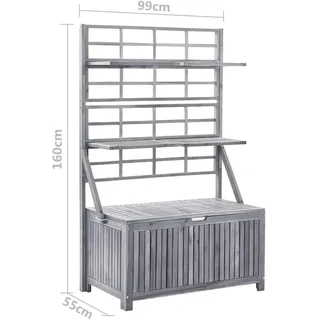 vidaXL Aufbewahrungstruhe mit Rankgitter 99 x 55 x 160 cm Grau