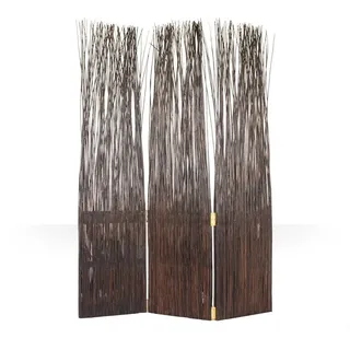 Homestyle4u Paravent 3-tlg. 120/170 cm Dunkelbraun Weide , Naturmaterialen , 120x170x3 cm , Wohnzimmer, Raumteiler, Paravents