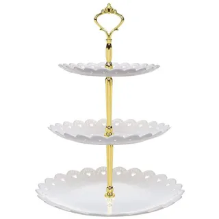 3-stufiger Dessert Stand Cupcake Stand Obst Candy Display Tischständer für Hochzeit Home Geburtstag Tea Party Dekoration (weiß)