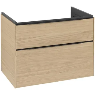 Villeroy & Boch Subway 3.0 Waschbeckenunterschrank, LED-Beleuchtung, 2 Auszüge, 772x576x478mm, C574L1VJ, Farbe: Front/Korpus: Nordic Oak, Griff: Volcano Black