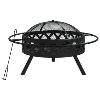 vidaXL Feuerschale mit Schürhaken 70 cm XXL Stahl - Schwarz