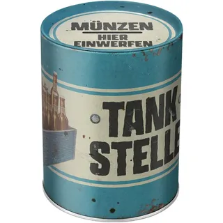 Nostalgic-Art Retro Spardose, 1 l, Tankstelle Bier – Geschenk-Idee für Bier-Fans, Sparschwein aus Metall, Vintage Blech-Sparbüchse, Bier-Deko