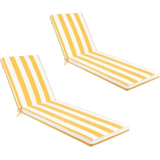Only Choice Ersatzkissen für Outdoor-Lounge-Stuhl, Terrasse, Chaiselonge, Ersatzkissen, Stuhlkissen, 2er-Set (Gelb/Weiß gestreift)