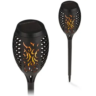 EASYmaxx LED Solarfackeln Garten Lampen 2er Set Licht Leuchte Beleuchtung