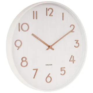 Karlsson Wanduhr Weiß - Ø40cm - Rund - Lindenholz - Wanduhr Modern Wohnzimmer - Wanduhren