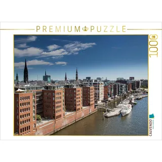 CALVENDO Puzzle Blick auf neue Bürogebäude in der Speicherstadt, Hamburg, Deutschland | 1000 Teile Lege-Größe 64x48cm Foto-Puzzle für glückliche Stunden