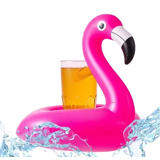 Aufblasbarer Flamingo Getränkehalter - Schwimmender Becher & Dosenhalter für Poolpartys - aufblasbar Schwimmreif
