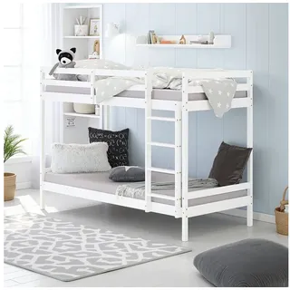 Homestyle4u Etagenbett 90 x 200 cm Kiefer massiv weiß