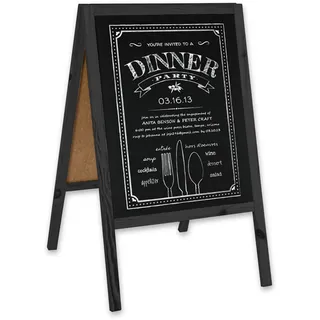 König Werbeanlagen Kreidetafel Aufsteller | 60 x 95cm | Kundenstopper mit Holzrahmen | Werbetafel klappbar | Gehwegaufsteller | Restaurant-Tafel | Schwarz