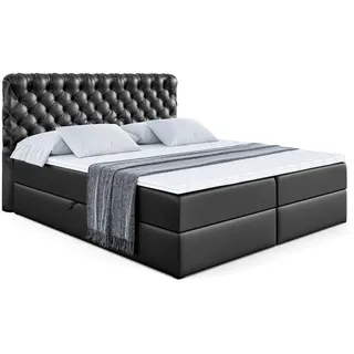 altdecor Boxbett, Schwarz Hochglanz, Holzwerkstoff, Höhe ca. 20 cm 200x200 cm, Schlafzimmer, Betten, Boxspringbetten