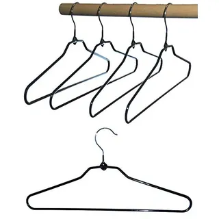 Hagspiel Kleiderbügel aus Metall, 10 St. Drahtbügel schwarz rutschhemmend beschichtet, mit Steg, ca. 40 cm lang, platzsparender Kleiderbügel 5 mm