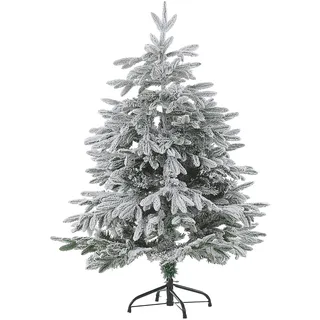 Beliani Weihnachtsbaum mit Schnee 120 cm Weiß Bassie