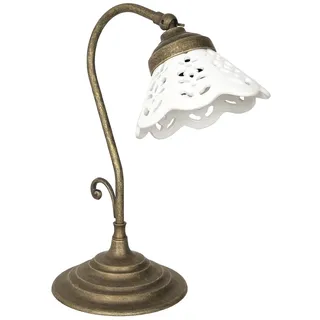 Tischleuchte Keramik Messing H: 32,5cm Schwenkbar E14 Rustikal