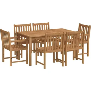 vidaXL 7-teiliges Garten-Ess-Set 150 x 90 cm Massivholz Teak - Braun