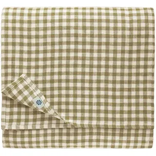 Linen & Cotton Tischdecke Tischtuch Tischwäsche Kariert Landhausstil Estella -100% Leinen, Weiß Weiss Beige (100 x 100 cm) Quadratische Festliche Frühling/Home Küche Restaurant Cafe Hotel Gastronomie