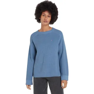 Tommy Hilfiger Damen Pullover Strickpullover, Blau (Vessel Blue Melange), M