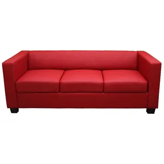Mendler 3er Sofa Couch Loungesofa Lille Leder, rot
