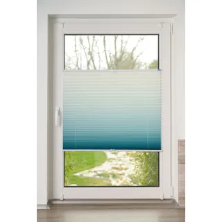 Plissee K-HOME "Farbverlauf Sunrise" Gr. 25, blau (petrol, weiß), B:95cm H:130cm, Obermaterial: 100% Polyester, Plissees, Plissee, Topseller