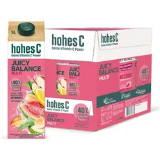 hohes C Juicy Balance Multi (6 x 1l), weniger Zucker, Multifrucht-Saft, Vitamin C, ohne Süßungsmittel, praktische Kartonverpackung, 100% recyclebar, vegan