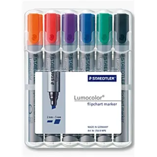 Staedtler Flipchartmarker 6 St. 2,0 - 5,0 mm Schwarz/Blau/Rot/Grün/Orange/Lila