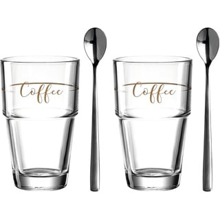 LEONARDO Becher SOLO 2er-Set 410 ml + 2 Löffel, 043477, Glas