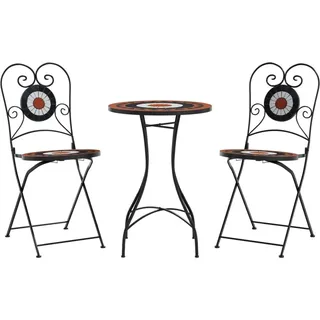 vidaXL Mosaik-Bistro-Set Terrakottarot und Weiß Eisen und Keramik - Orange