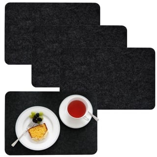 DuneDesign 4 Extra-Dicke Filz Tischsets 43x30x0,5cm Edle Platzsets Platzdeckchen Tisch-Unterlage Filzunterlage Anthrazit