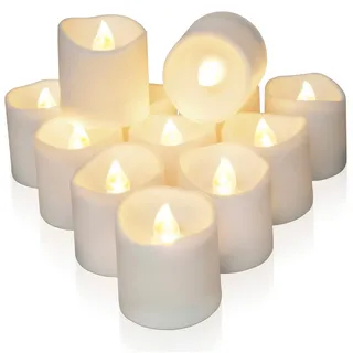 Homemory 12 Stück LED Flackernde Teelichter mit Timer, 6 Stunden an und 18 Stunden aus pro Zyklus, langanhaltendes, batteriebetriebenes Teelich für Zierpflanzen,(Warmweiß)