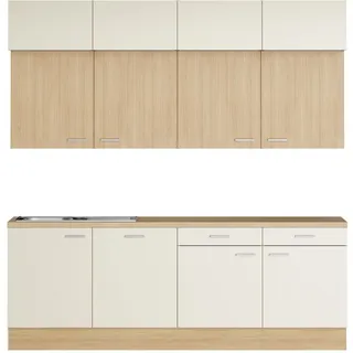 Küchenzeile KOCHSTATION "KS-Lucy", küche: natur, korpus: eiche hell, arbeitsplatte: eiche hell, B:240cm H:247cm T:60cm, Komplettküchen-Sets, Küchenzeile, Breite 240 cm, Soft-Close, inkl. Zubehör, wahlweise mit Geschirrspüler