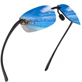 JIM HALO Sport Sonnenbrille Herren TR90 Randlos Damen für Fahren Golf | Polarisiert/Non Polarisiert,Leicht,17g/0.6oz,Rundum-Verpackung,Laufen,Angeln,Baseball