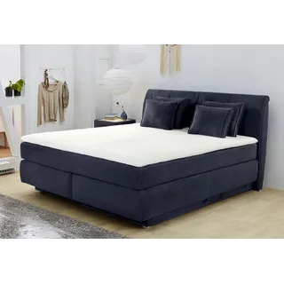 Jockenhöfer Gruppe Boxspringbett »"Carla", mit Bettkasten und Kaltschaum-Topper«, inkl. 4 Zierkissen, erhältlich in den Breiten 160 & 180cm, blau