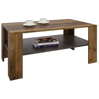 CARO-Möbel Couchtisch Wohnzimmertisch ANIMO mit Ablage, 100 x 60 cm, Dekor Old Style/Beton dunkel