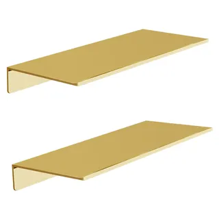 Schwebende Regale Set von 2 - Wandmontage - Aus Aluminiumlegierung - Dekorative Wandregale - Gebürstetes Gold - Stark und Langlebig
