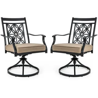 Costway Gartenstuhl 70 x 60 x 56,3 cm schwarz/kaki 2 St.